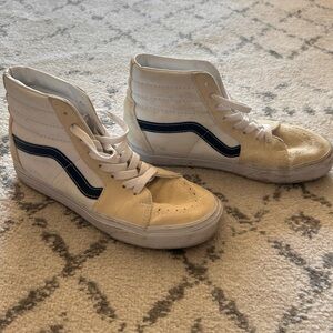 Vans Cream and White High-Top Sneakers
